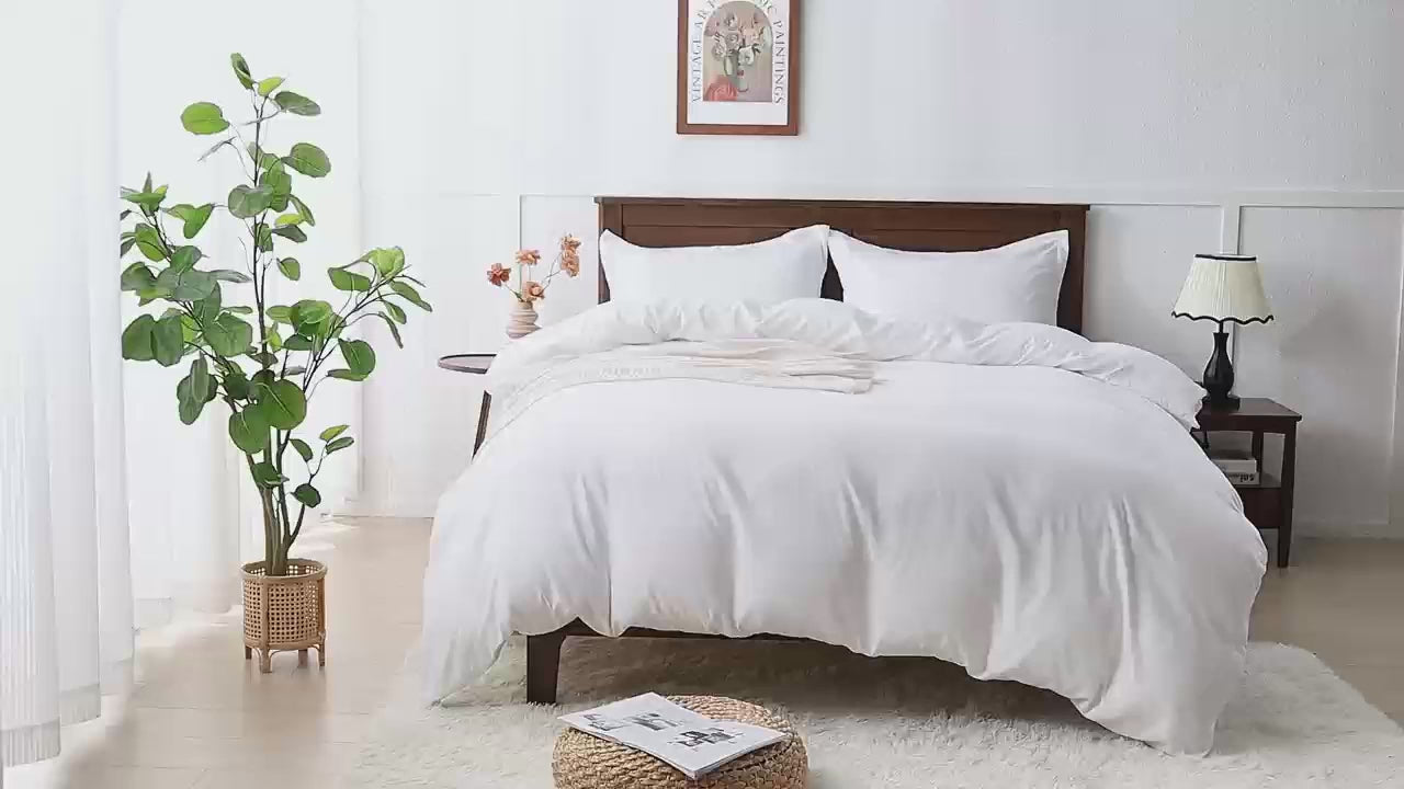 Housse de couette en coton confortable et naturel : Blanc