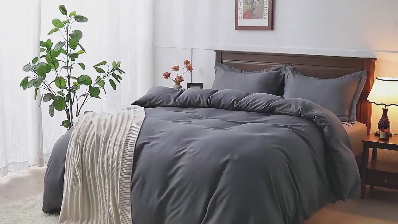 Housse de couette unie, douce et respirante : Gris perle