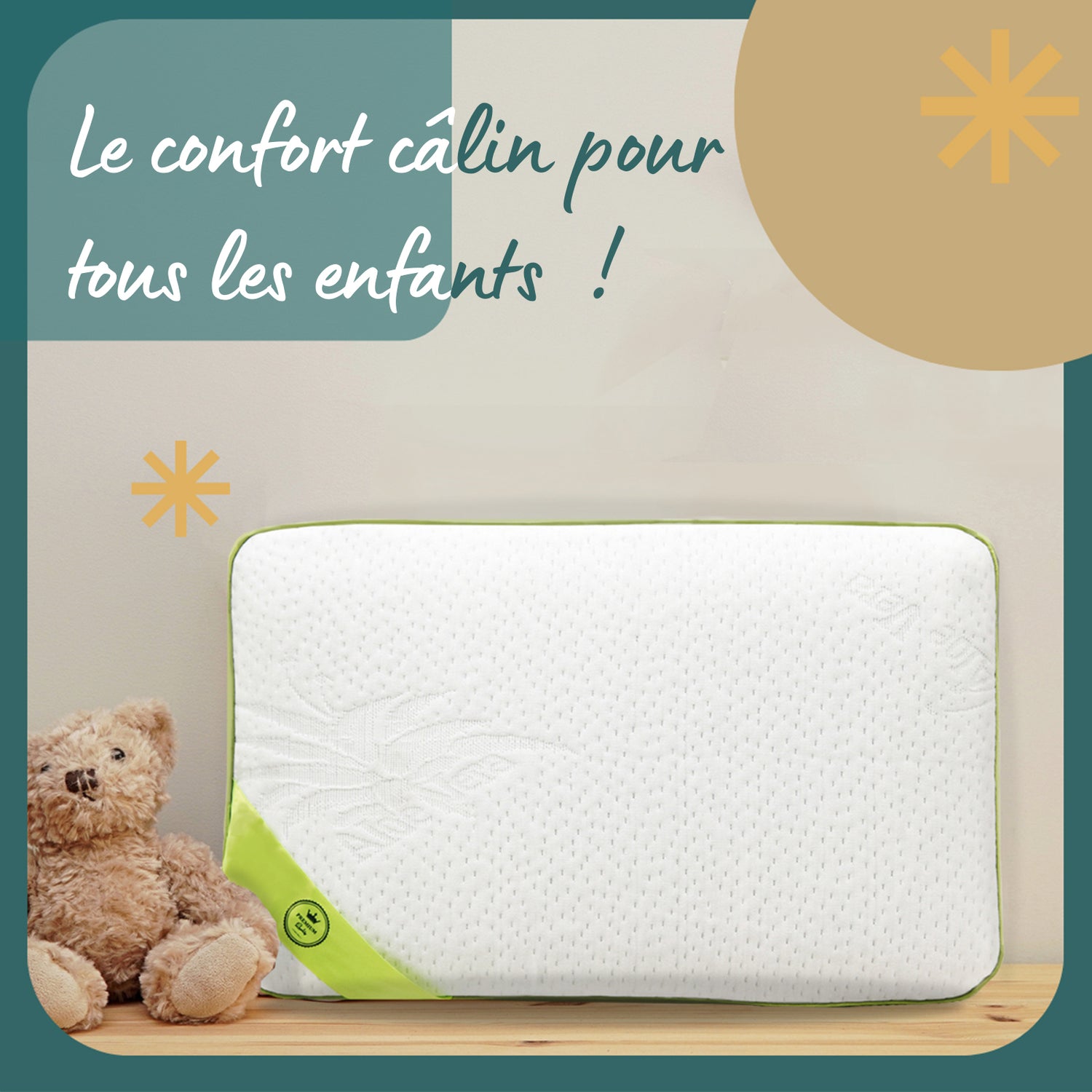 Oreiller mémoire de forme enfant : déhoussable et moelleux