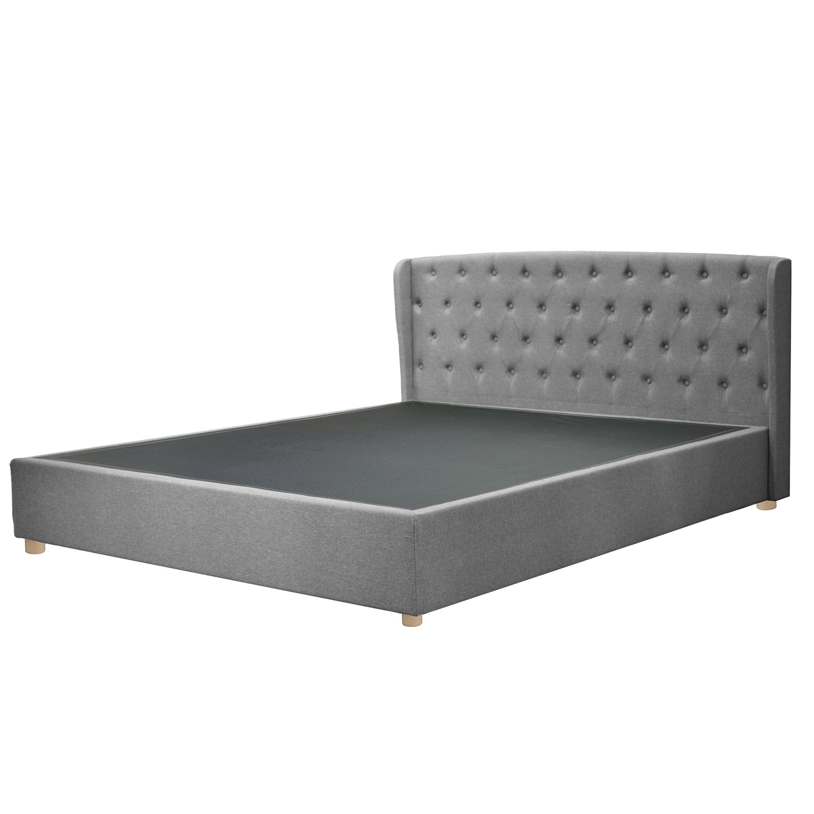 Lit capitonné Clémentine : tissu et sommier à lattes en bois