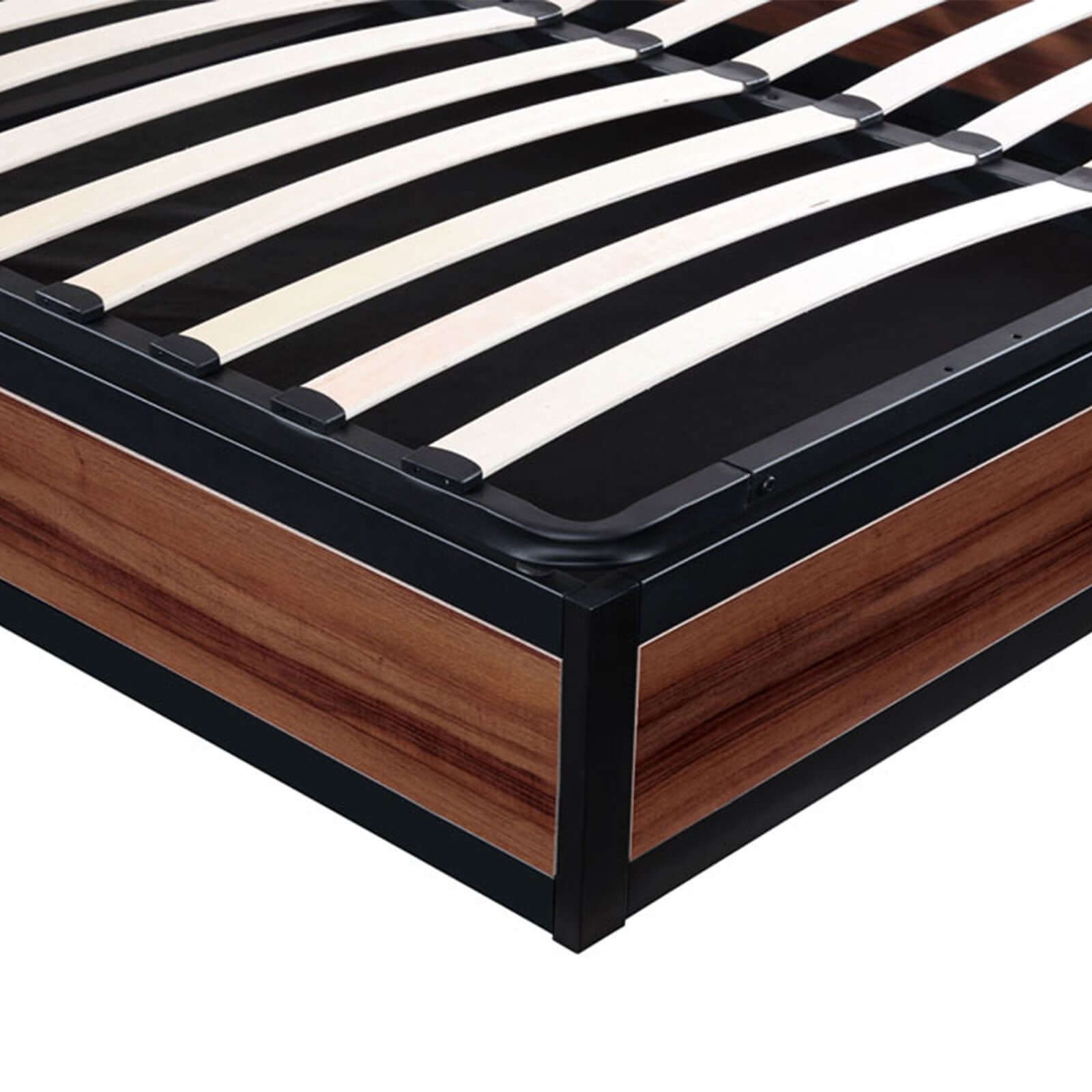 Industrial-style storage bed with headboard and large storage compartment - Chicago Collection