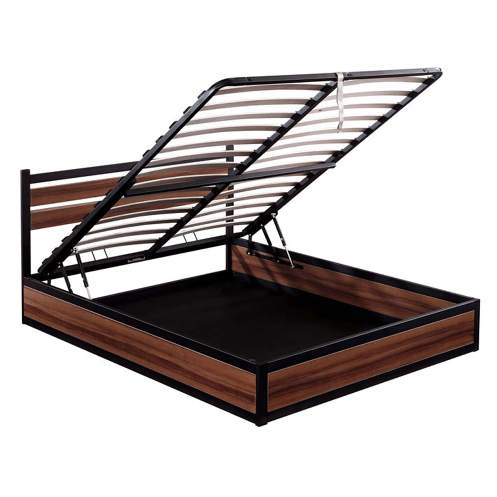 Industrial-style storage bed with headboard and large storage compartment - Chicago Collection