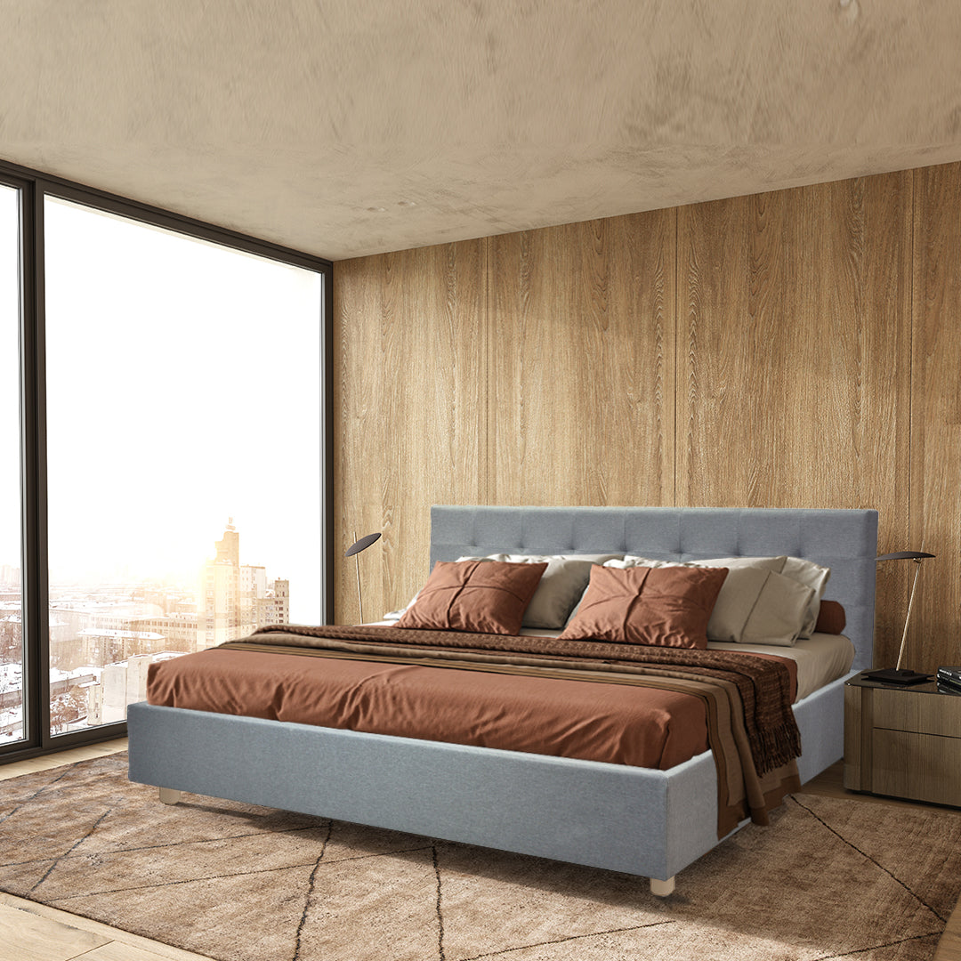Innovatives VariLuxe-Bett - Austauschbares Kopfteil: Stoff- und Holzlattenrost