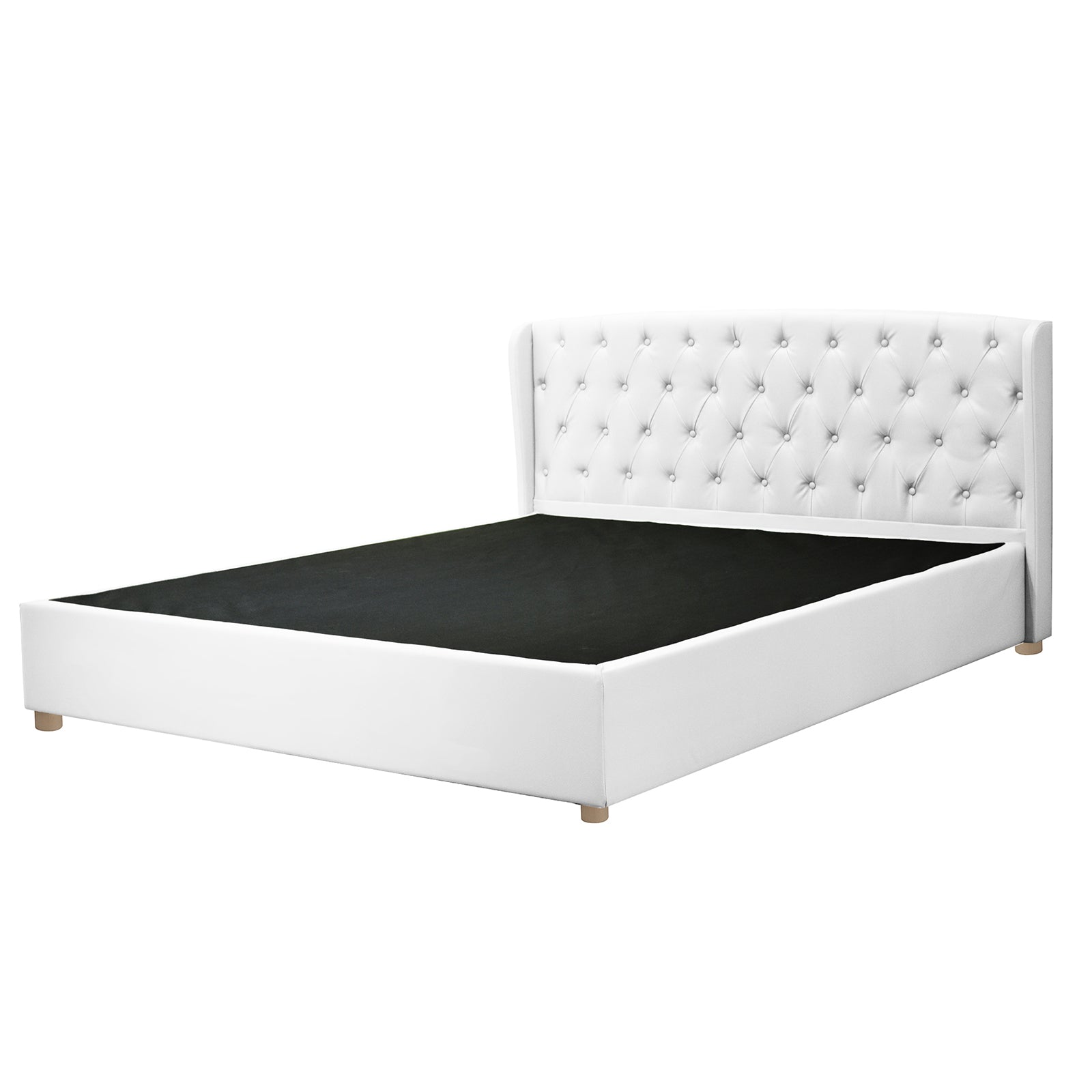 Lit capitonné Clémentine : simili cuir et sommier à lattes en bois