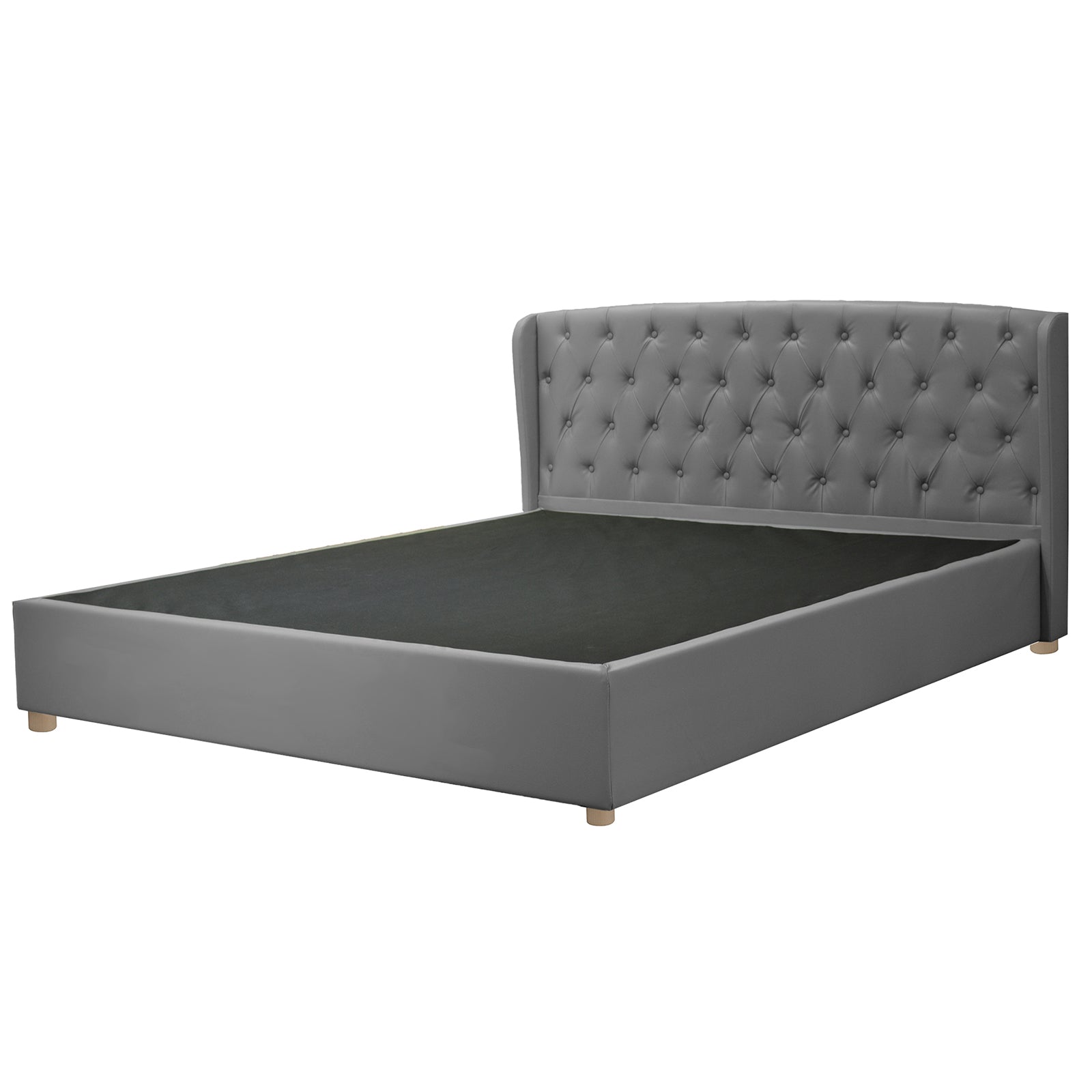 Lit capitonné Clémentine : simili cuir et sommier à lattes en bois