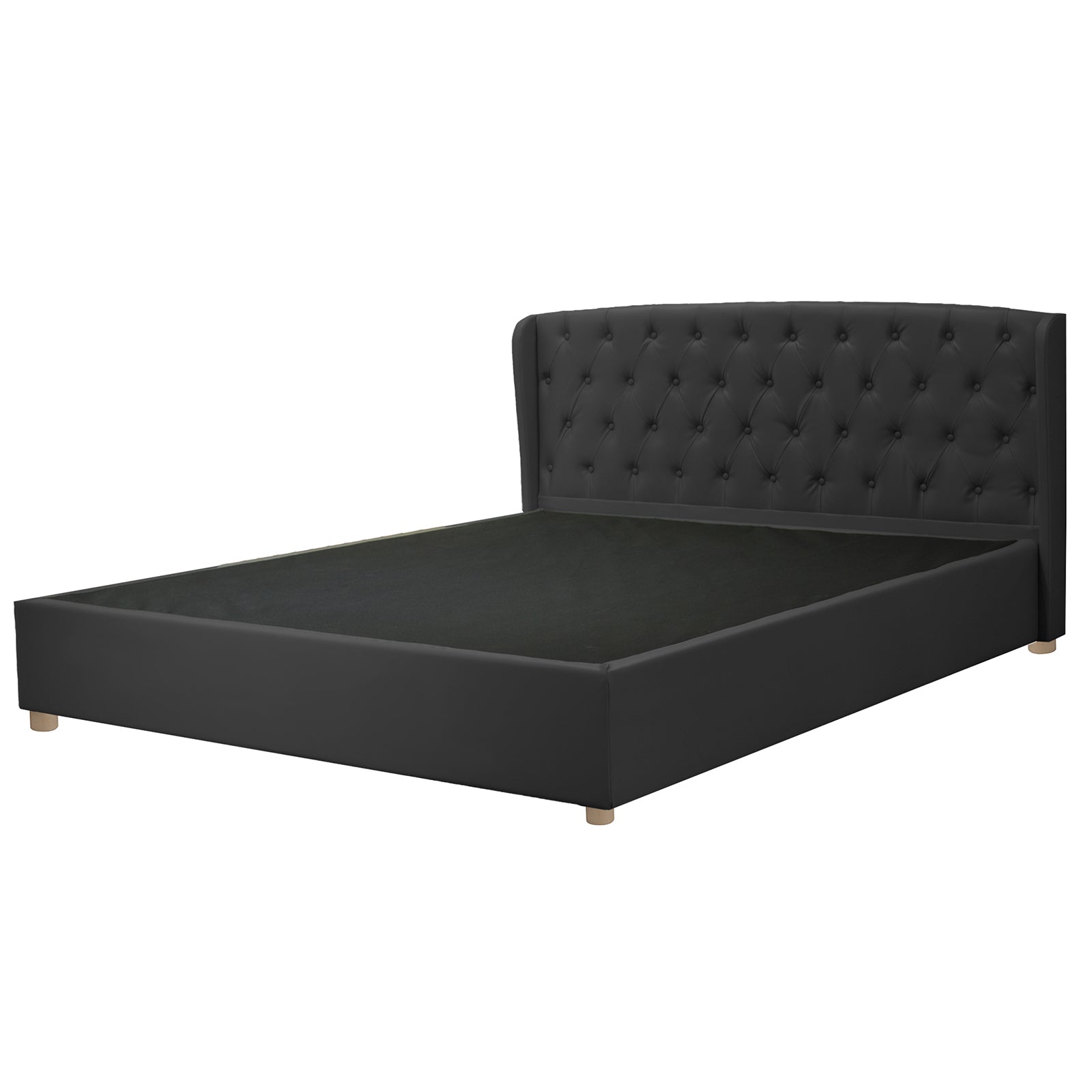 Lit capitonné Clémentine : simili cuir et sommier à lattes en bois