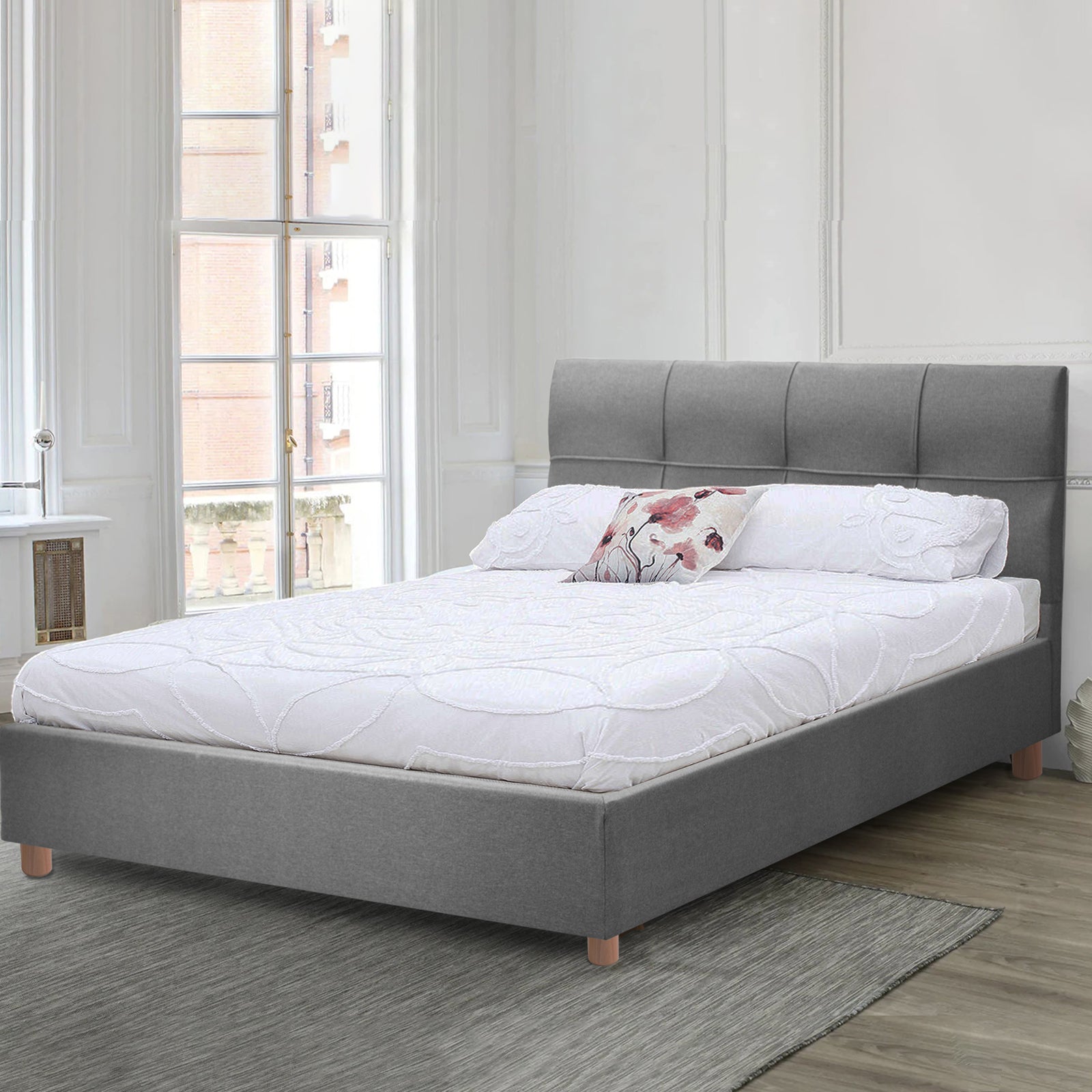 Innovatives VariLuxe-Bett - Austauschbares Kopfteil: Stoff- und Holzlattenrost