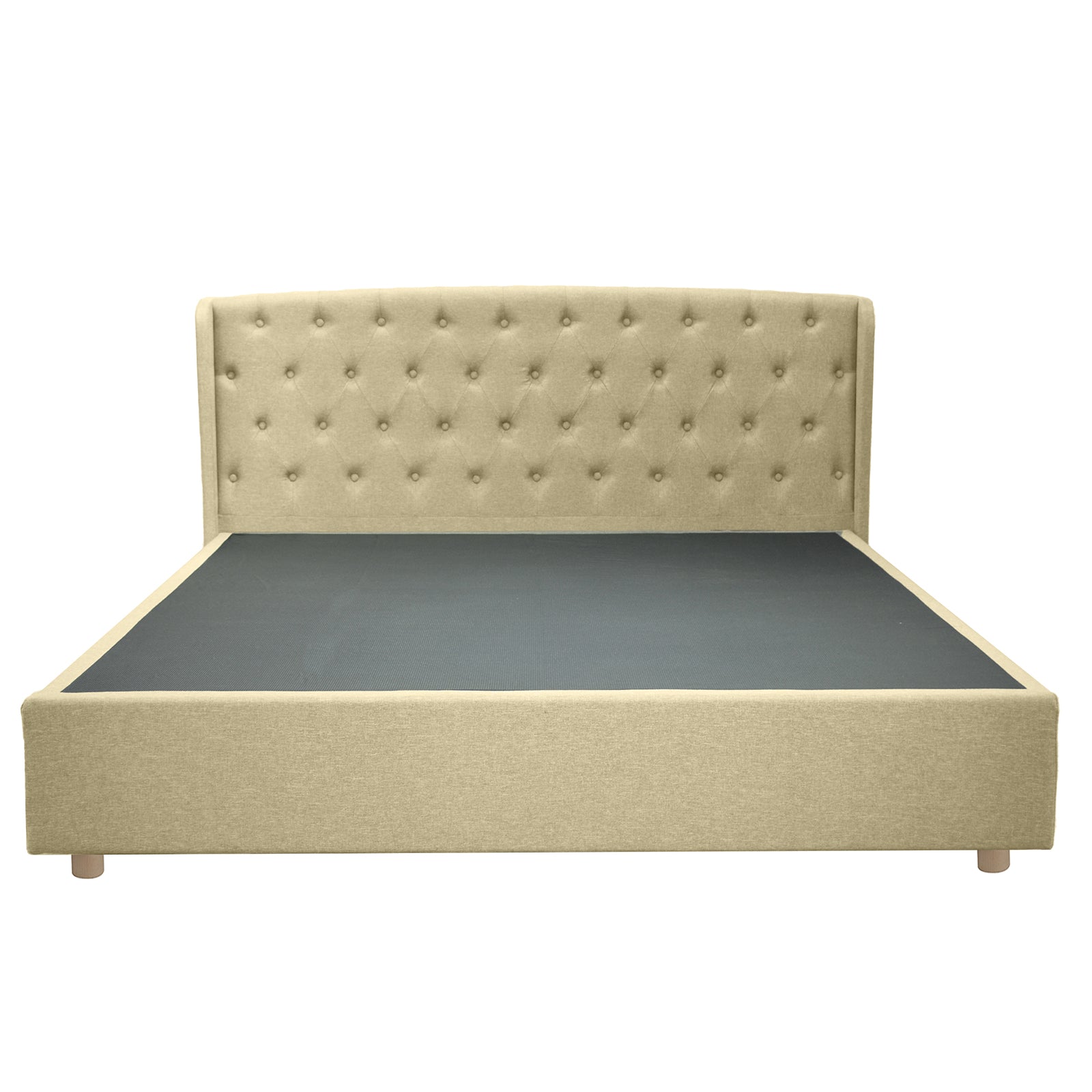 Lit capitonné Clémentine : tissu et sommier à lattes en bois