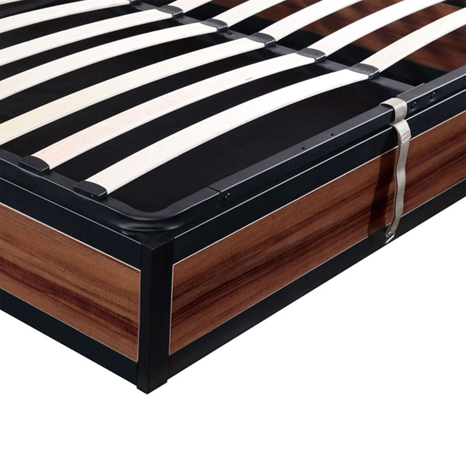 Industrial-style storage bed, wooden slatted base, large storage compartment - Boston Collection