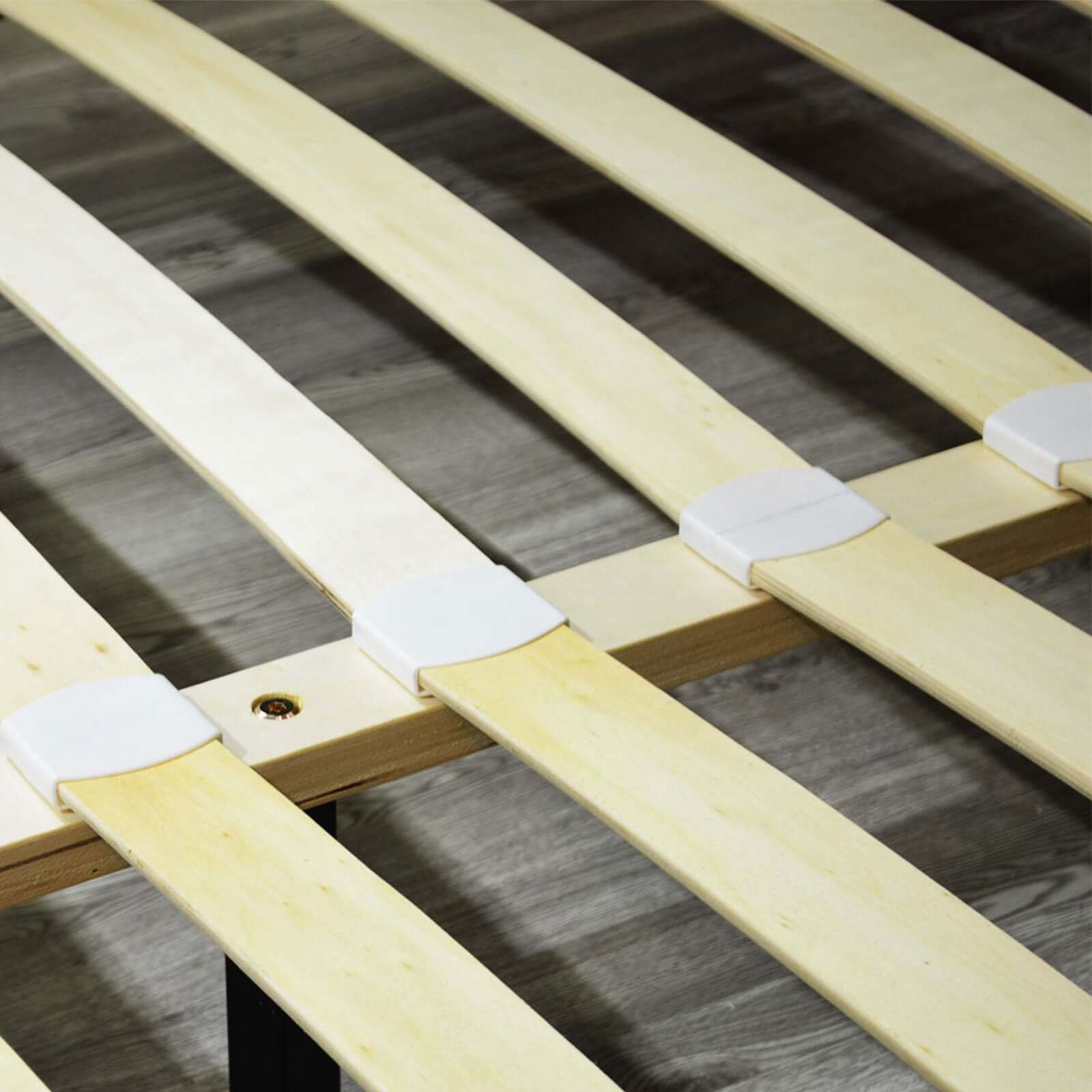 Lit vintage tissu, sommier à lattes flexibles bois - Collection Coco