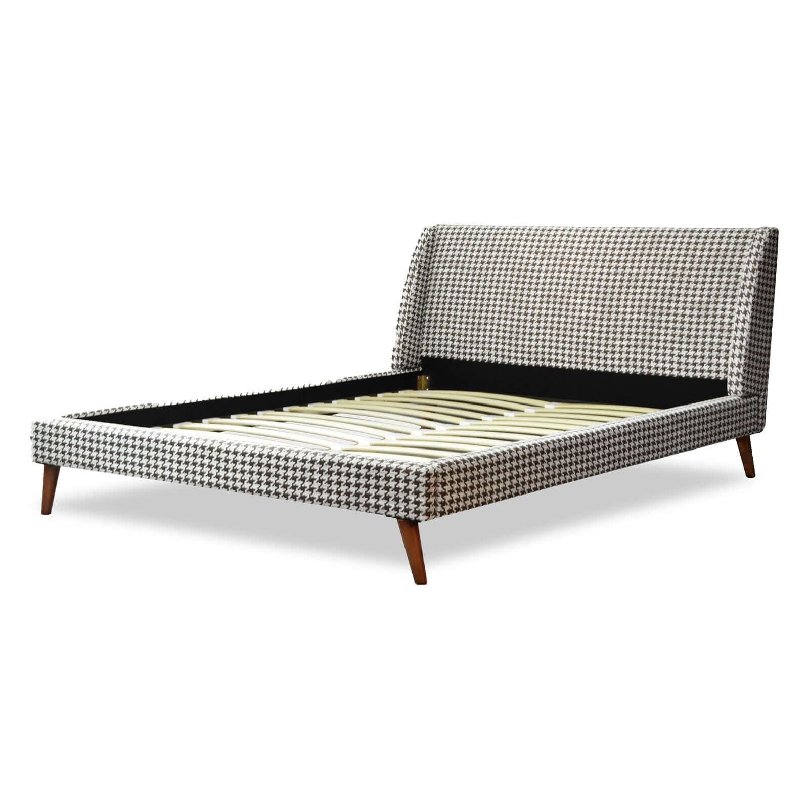 Lit vintage tissu, sommier à lattes flexibles bois - Collection Coco