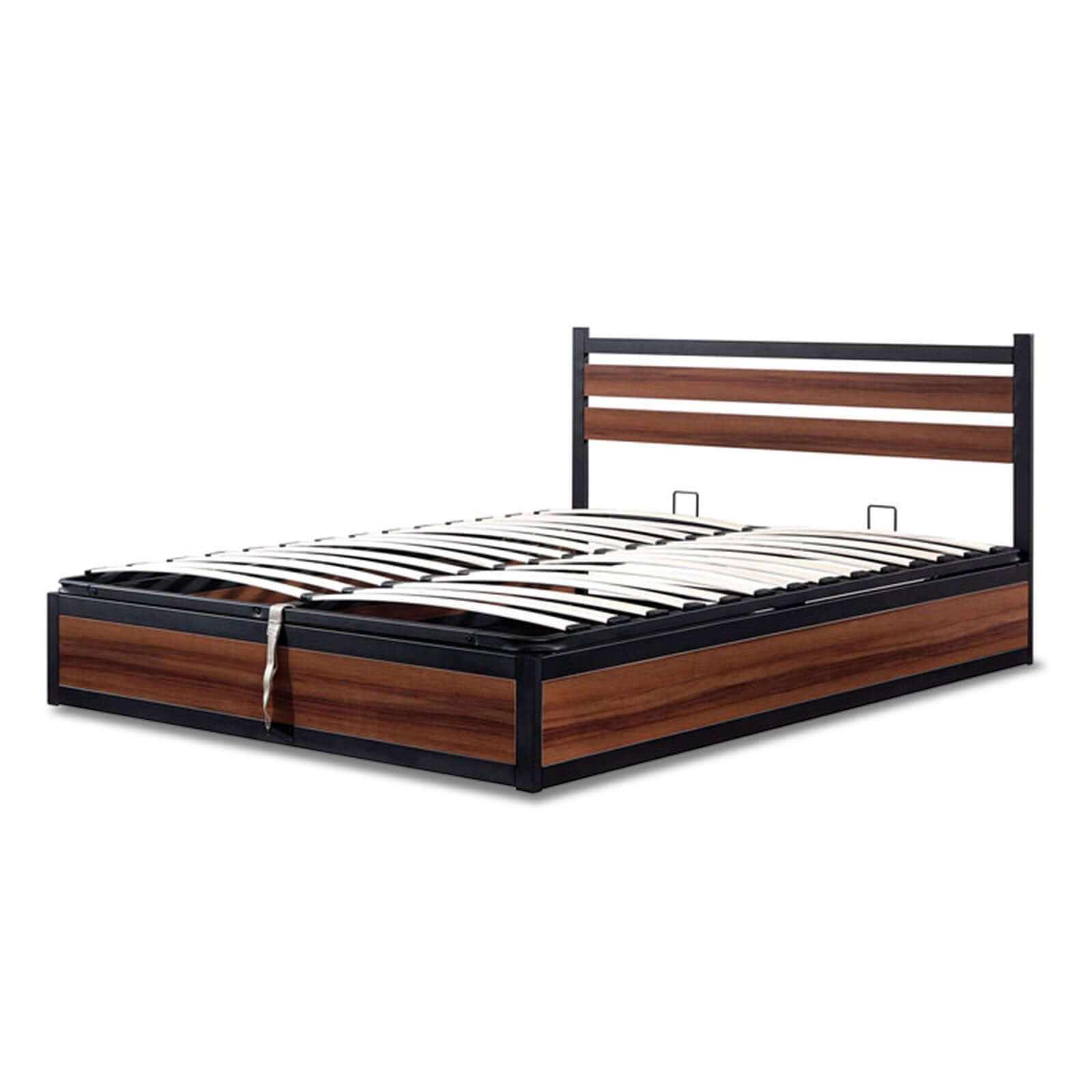 Industrial-style storage bed with headboard and large storage compartment - Chicago Collection