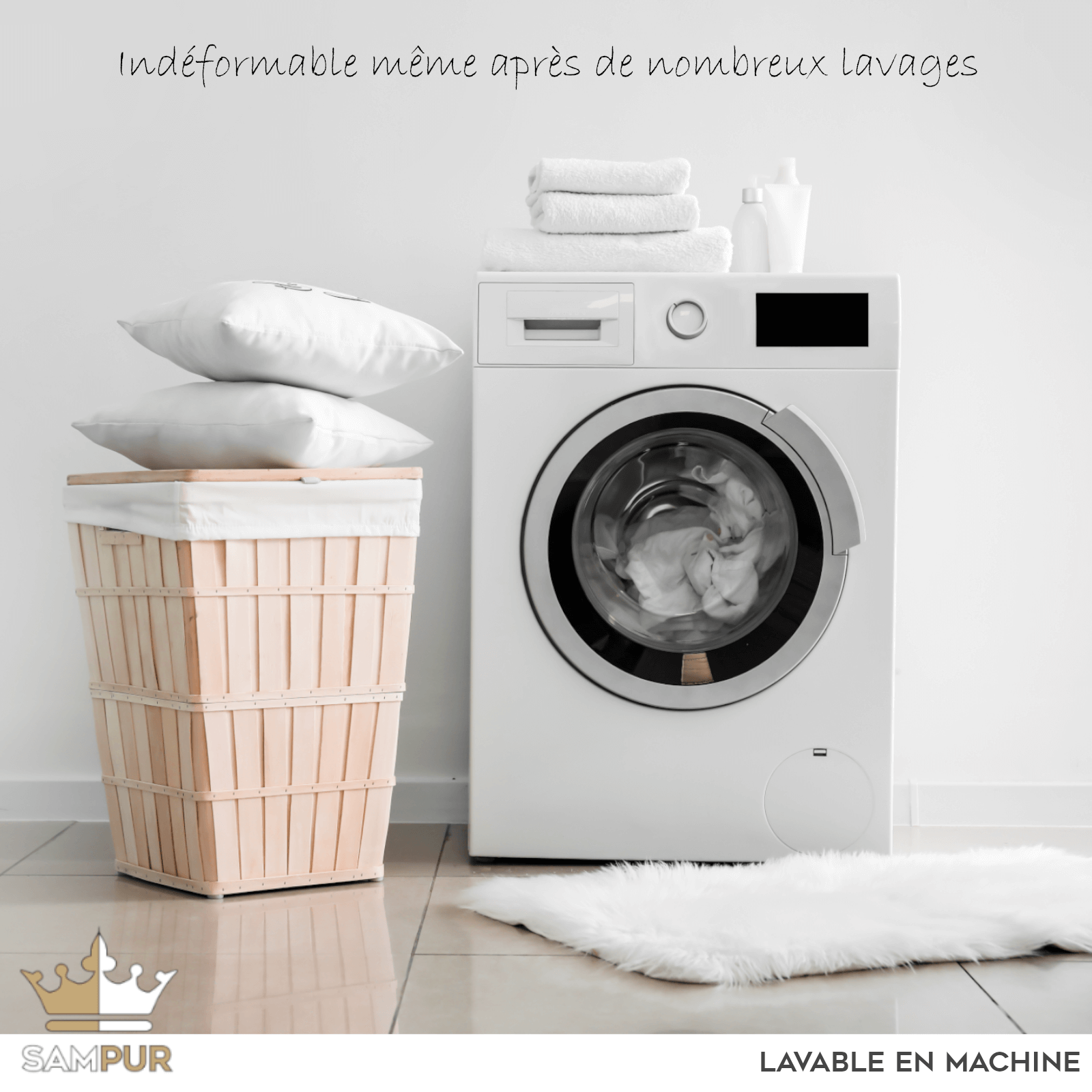 Oreiller moelleux, soutien cervical ergonomique, microfibre respirante - Collection Happy