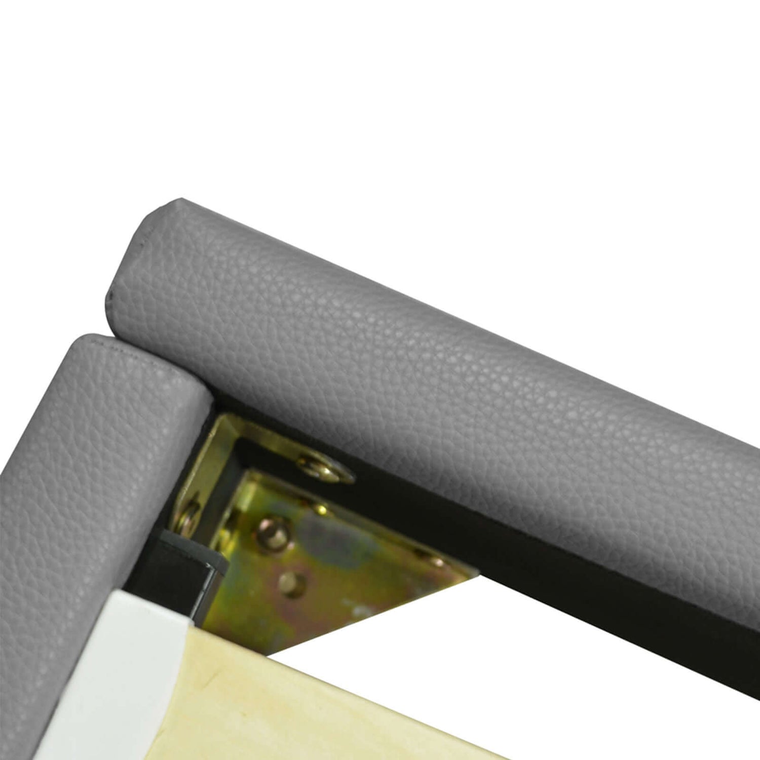 Anna Kunstleder- und Holzbettgestell: Rahmen und Beine aus Holz - Bettgestell mit flexiblen Holzlatten