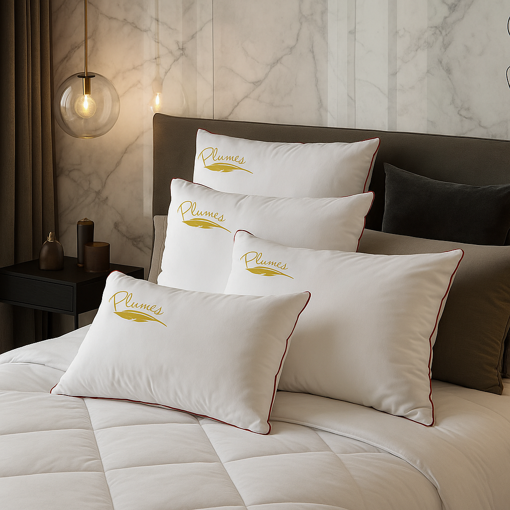 Oreiller 100% plumes de canard, soutien mi-ferme, confort naturel - Collection Plumes