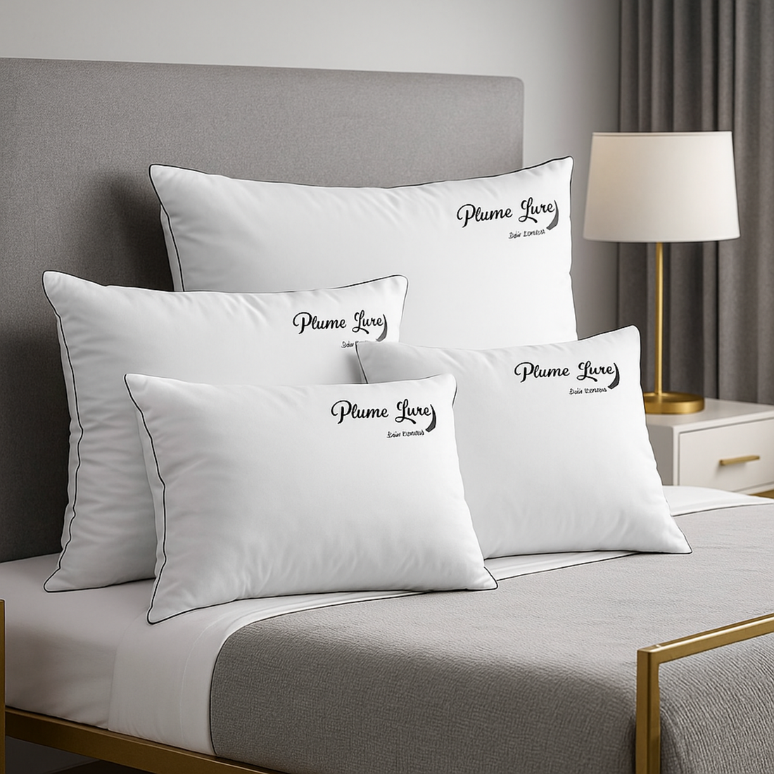 Oreiller plume de canard, coutil coton, ergonomique - Collection Luxe