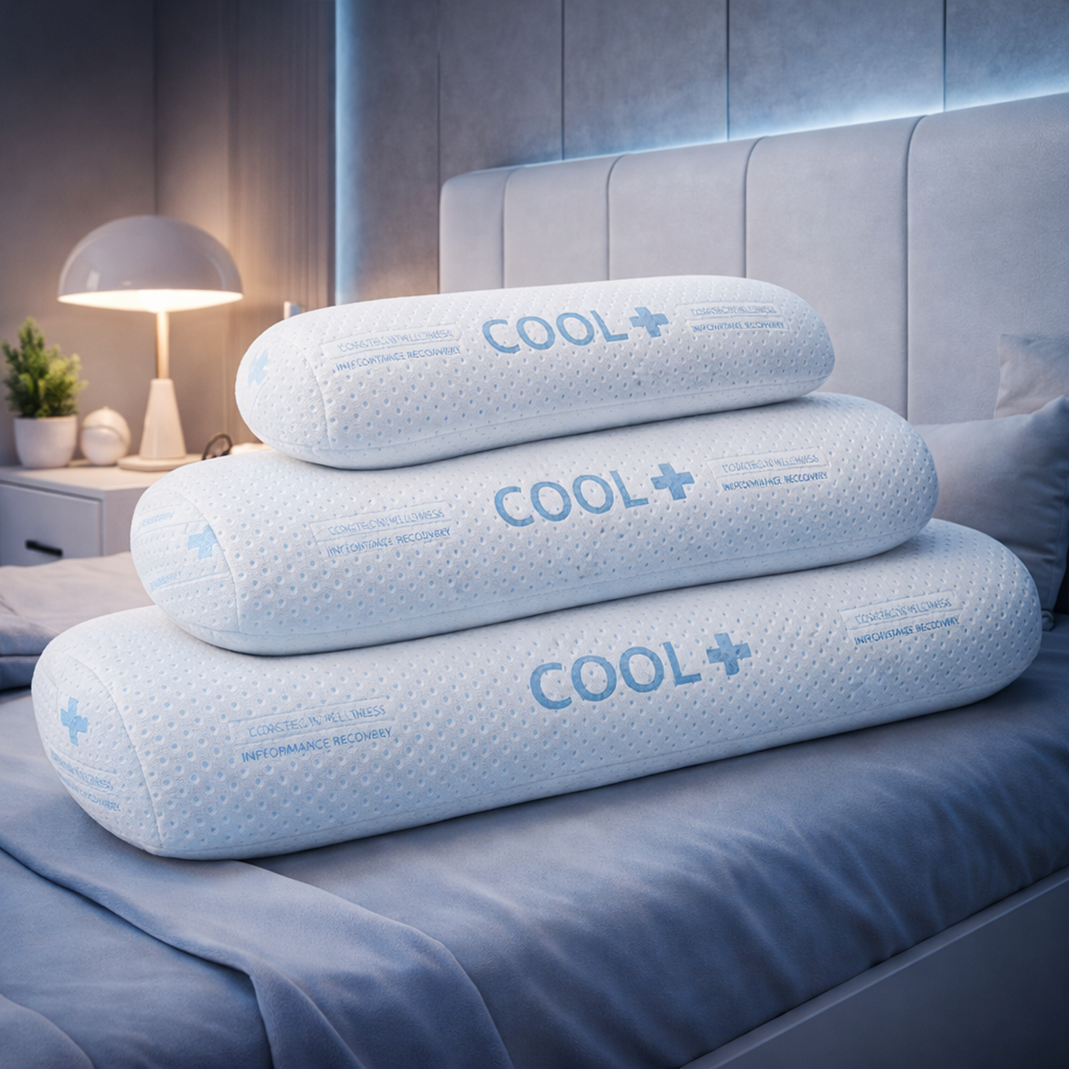 Traversin mémoire de forme rafraichissant, déhoussable, micro-perforé - Collection Frais