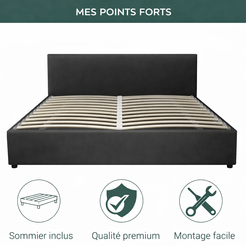 Futura – innovatives Klappbett mit Stauraum und Bezug aus weißem Kunstleder: automatisches Öffnen per Fernbedienung und flexibler Lattenrost aus Holz