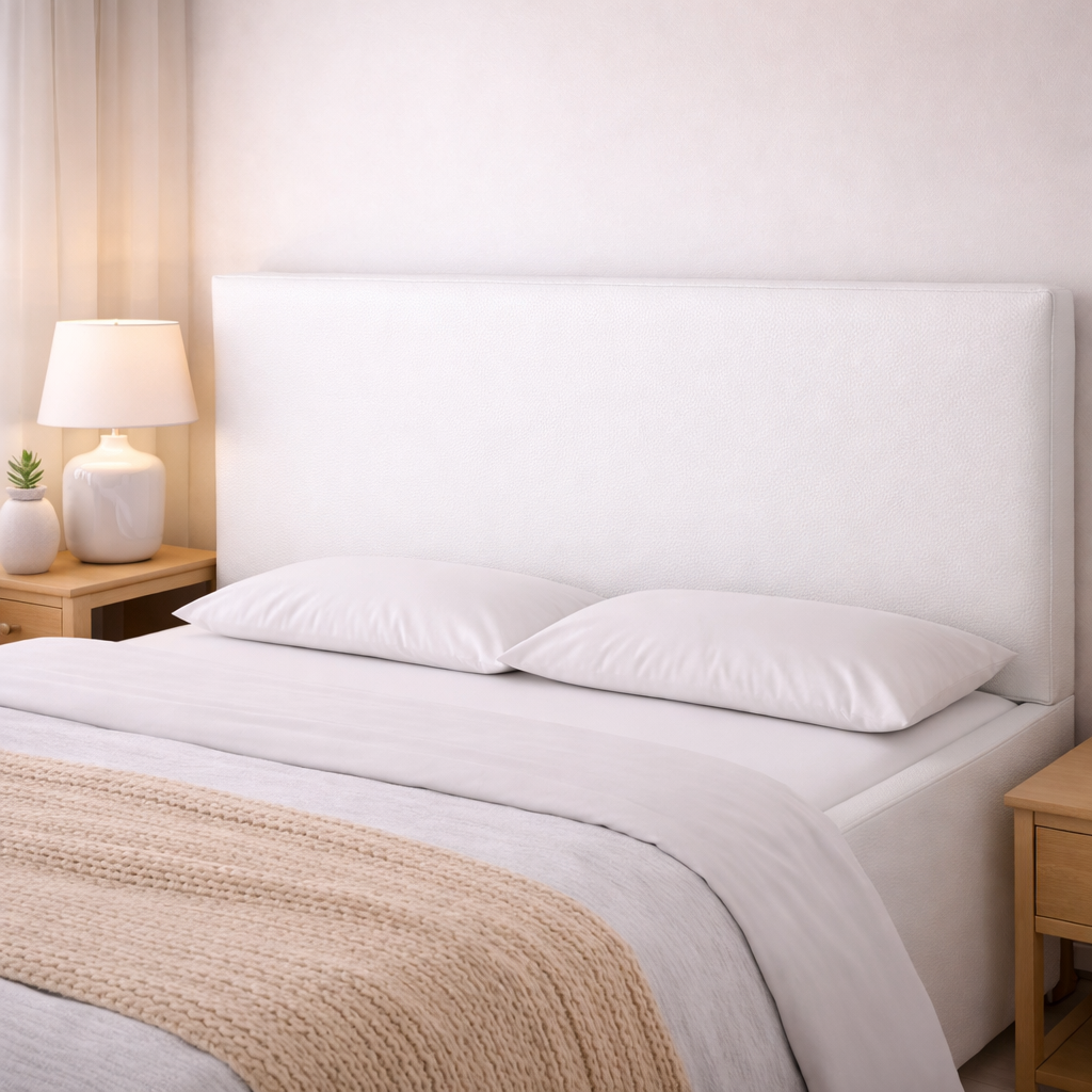 Housse de tête de lit simili cuir blanc