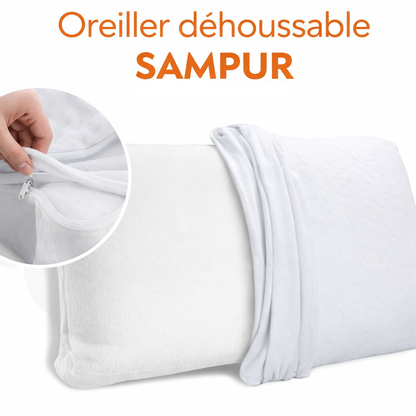 Memory foam pillow, ergonomic, removable cover - Happy Holidays Collection