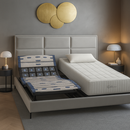 Matelas mémoire de forme 27 cm, spécial lombaires et lit de relaxation électrique - Collection Duo Confort