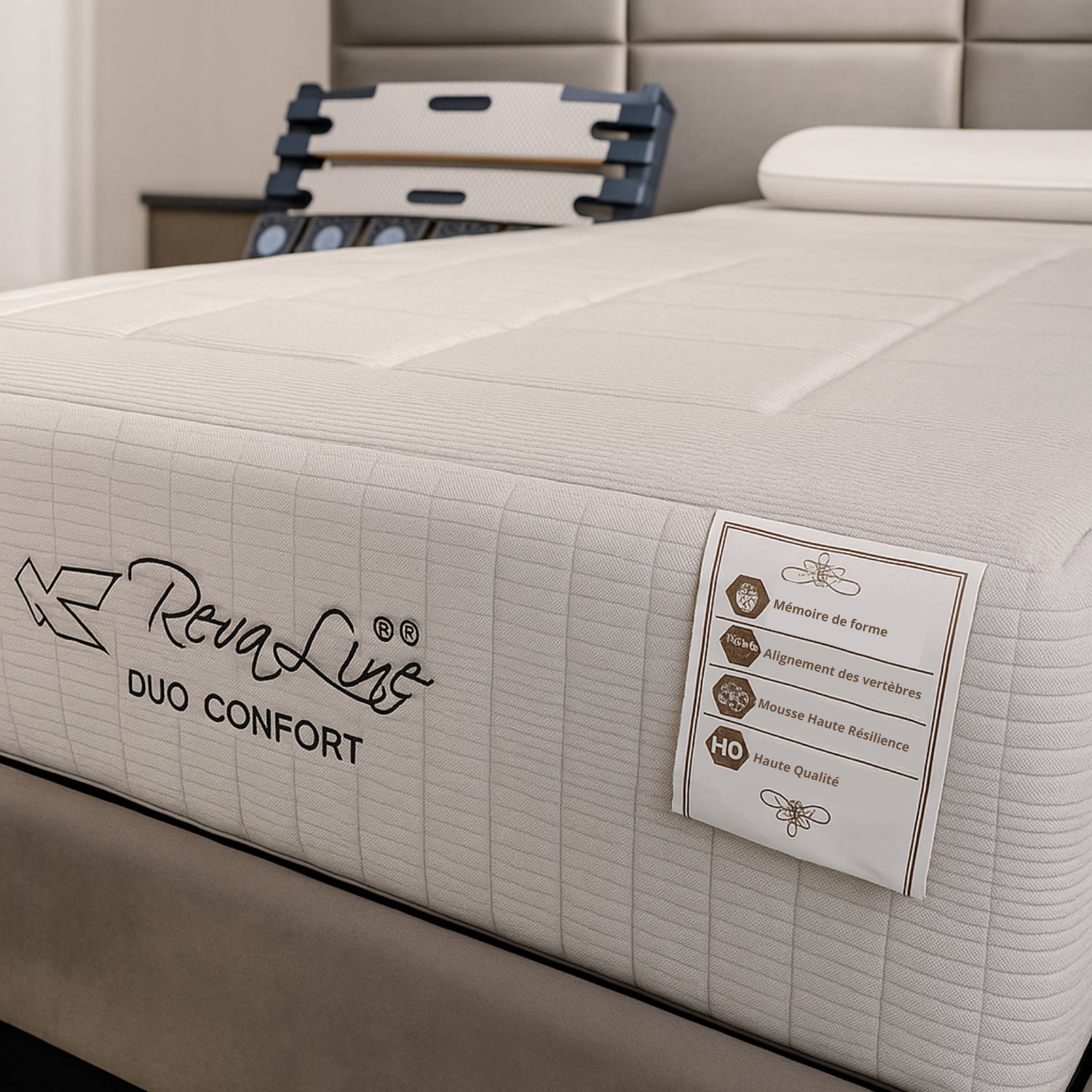 Matelas mémoire de forme 27 cm, spécial lombaires et lit de relaxation électrique - Collection Duo Confort