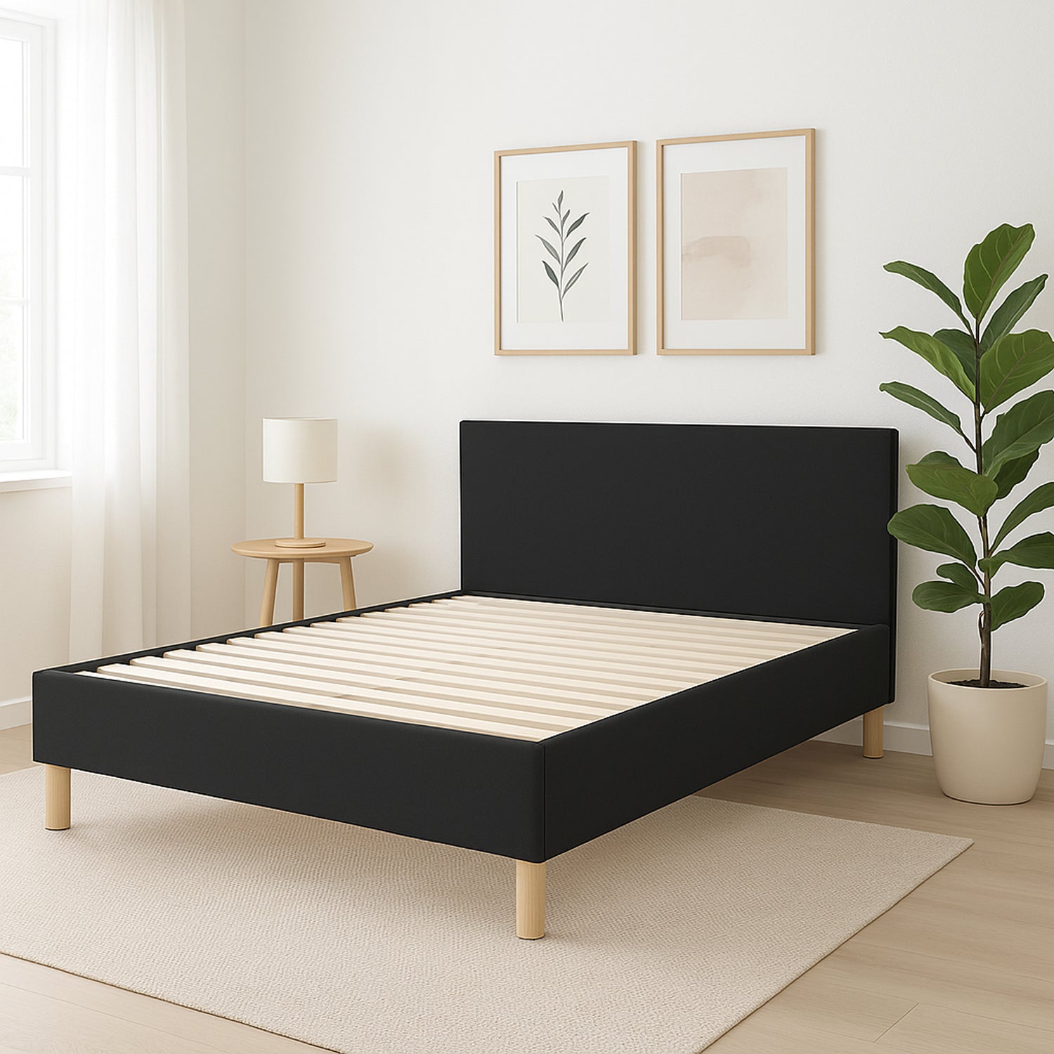 Skandinavisches Stoffbett Marquis: flexibler Lattenrost aus Holz