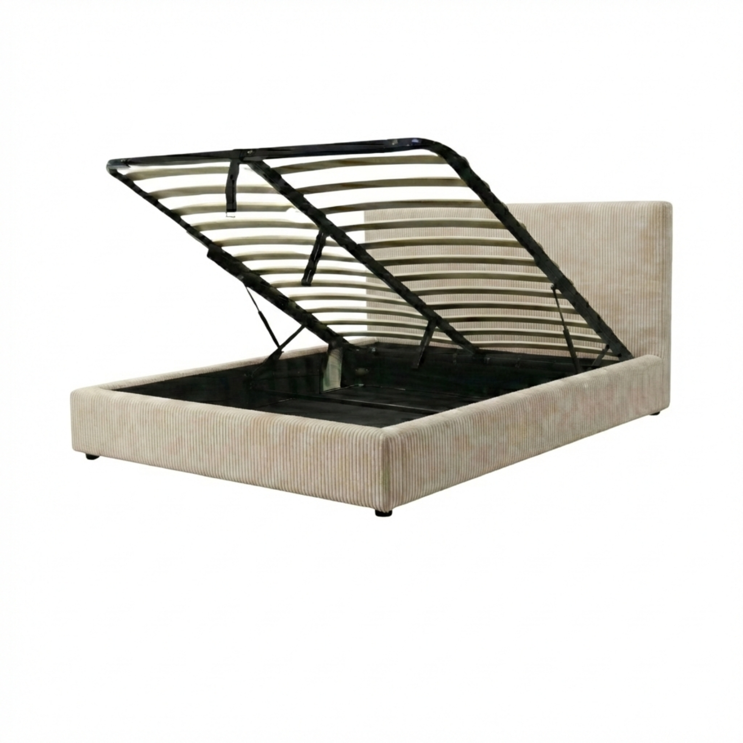 Corduroy storage bed, headboard, large storage space - Versailles Collection