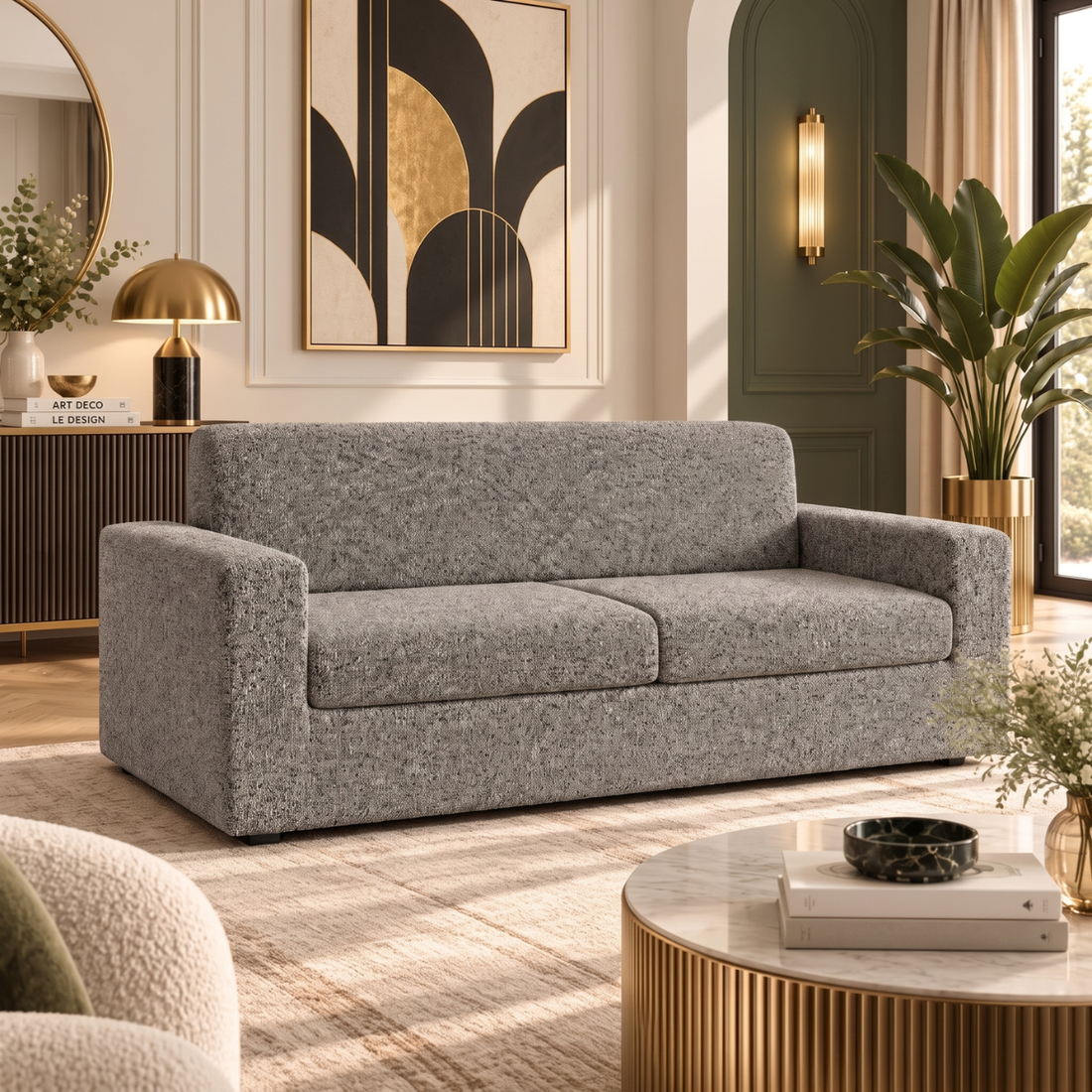 Canapé convertible avec matelas mémoire de forme gris - Collection canape lit
