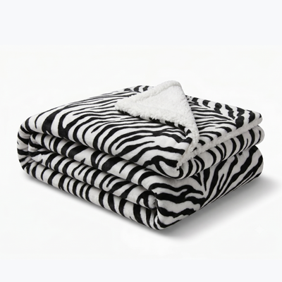 Reversible all-season duvet, white and black - Safari Collection