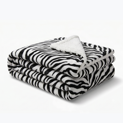 Couette réversible tempérée, blanche et noire - Collection Safari