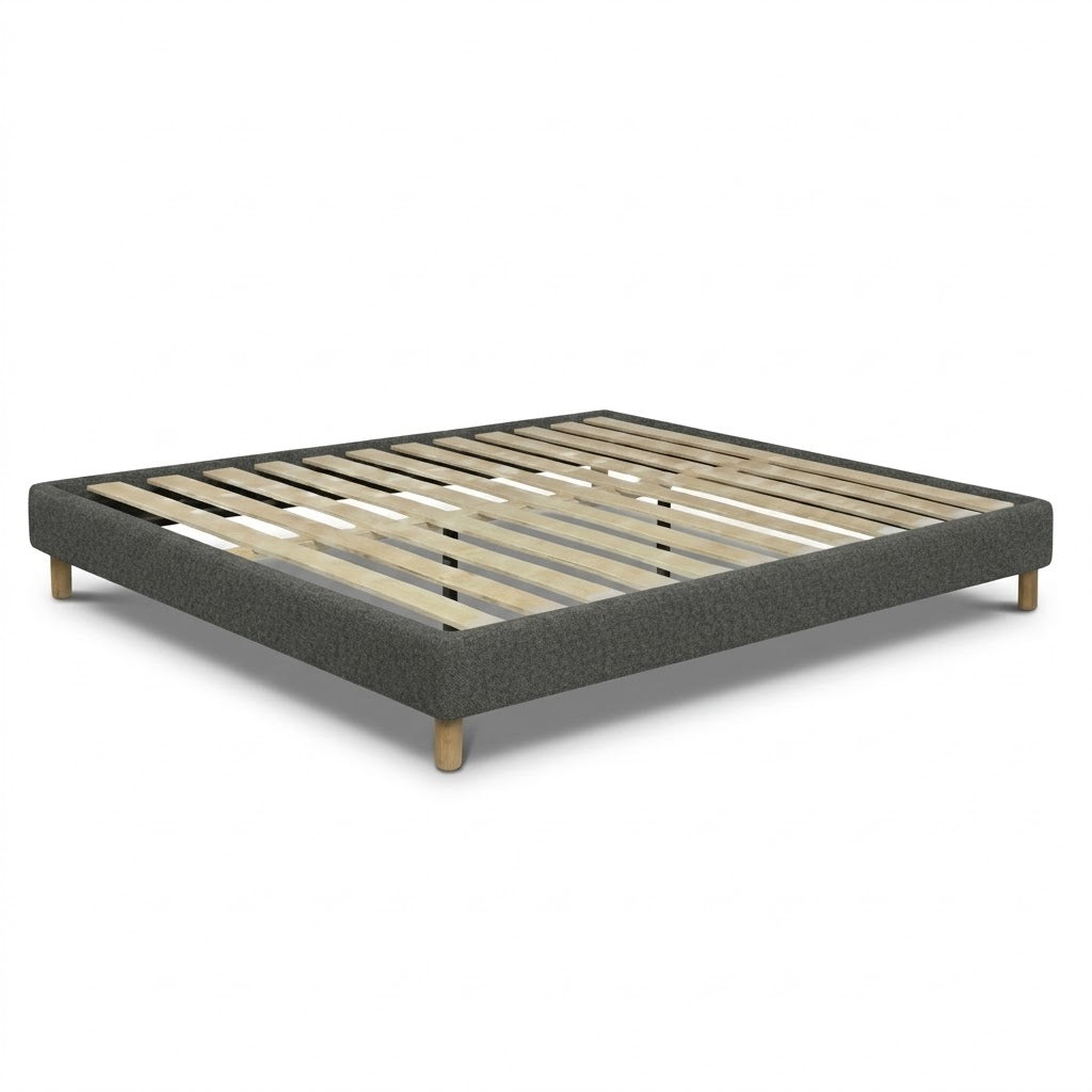 Sommier bouclette, cadre de lit, pieds bois, maintien bassin - Collection Deco