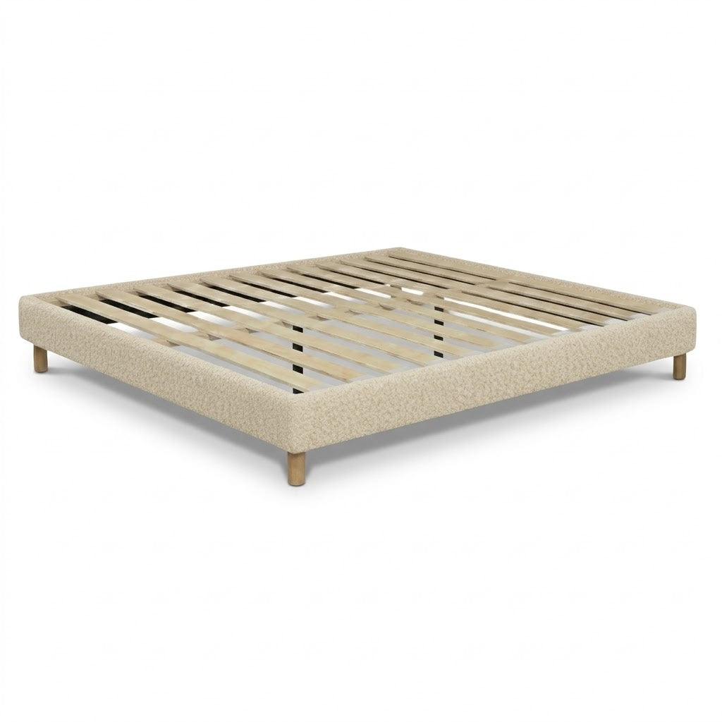 Sommier bouclette, cadre de lit, pieds bois, maintien bassin - Collection Deco