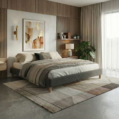 Sommier bouclette, cadre de lit, pieds bois, maintien bassin - Collection Deco