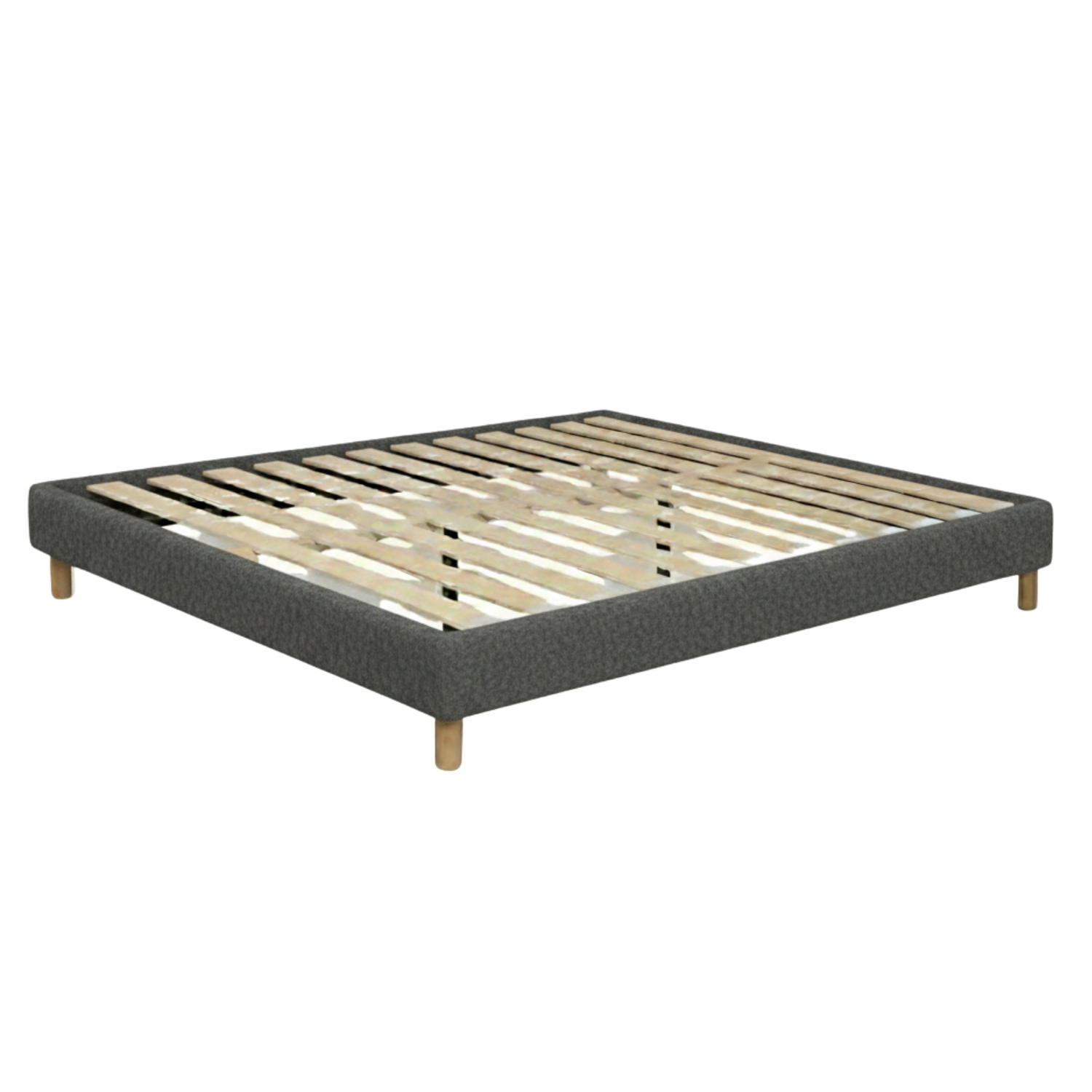 Sommier bouclette, cadre de lit, pieds bois, maintien bassin - Collection Deco