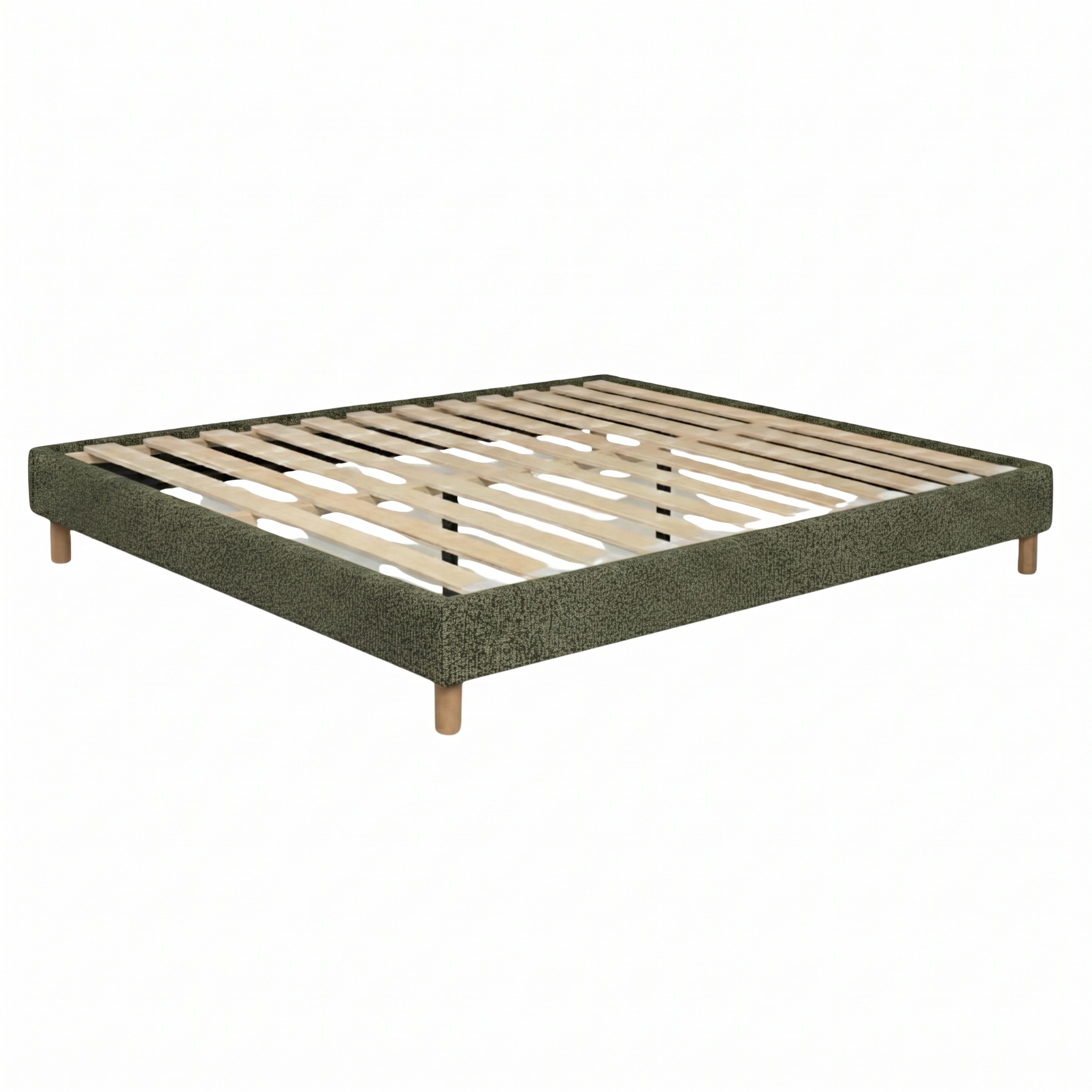 Sommier bouclette, cadre de lit, pieds bois, maintien bassin - Collection Deco