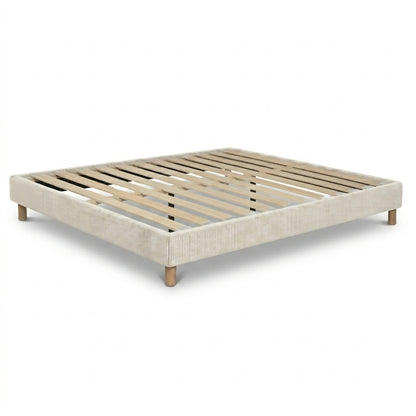 Corduroy bed base, bed frame, wooden legs, pelvic support – Deco Collection