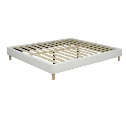 Faux leather bed base, wooden bed frame and legs, pelvic support - Deco Collection