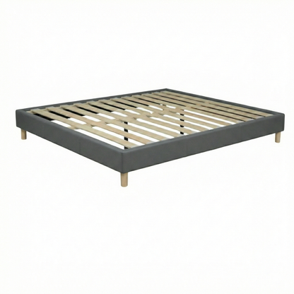 Faux leather bed base, wooden bed frame and legs, pelvic support - Deco Collection