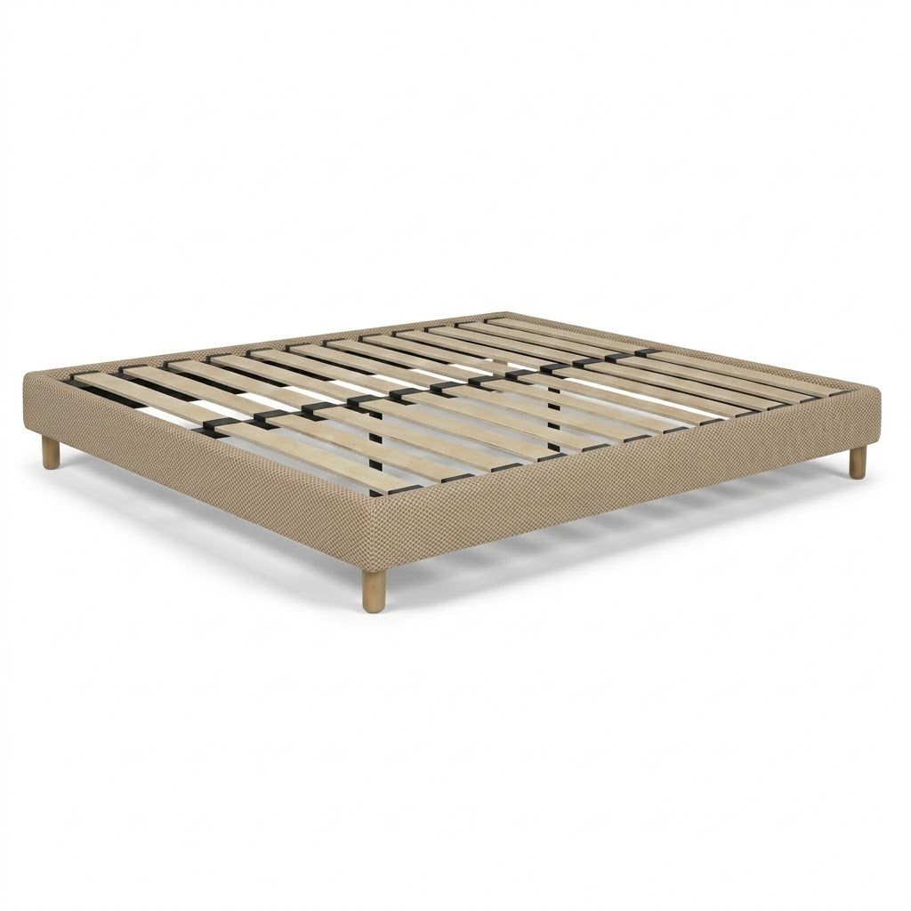 Sommier tissu Mesh 3D, cadre de lit, pieds bois, maintien bassin - Collection Deco