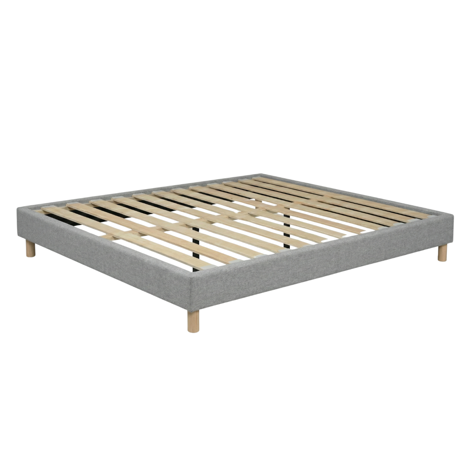 Fabric bed base, bed frame, wooden legs, pelvic support - Deco Collection