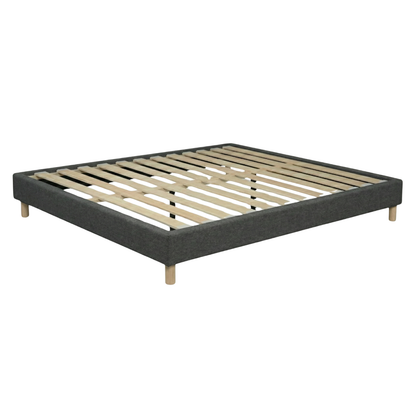 Fabric bed base, bed frame, wooden legs, pelvic support - Deco Collection