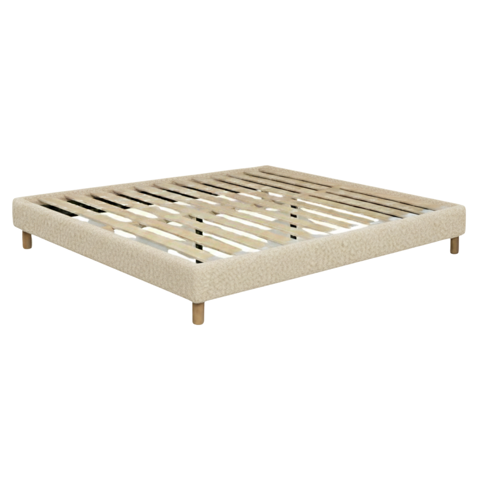 Sommier bouclette, cadre de lit, pieds bois, maintien bassin - Collection Deco