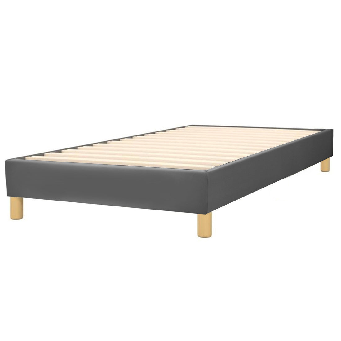 Sommier simili cuir Deco : Cadre et pieds en bois