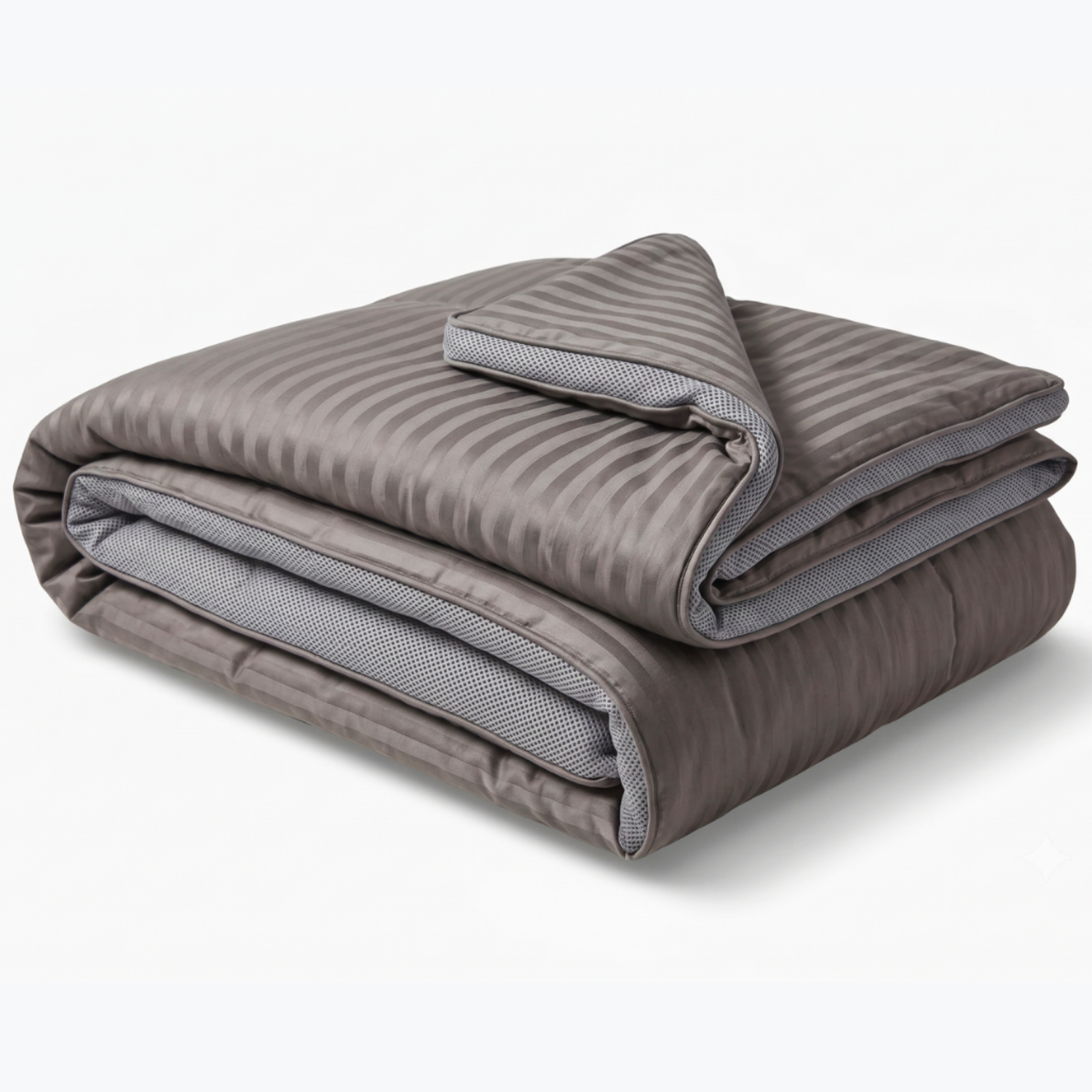 Luxury taupe 4-season duvet: reversible and thermoregulating
