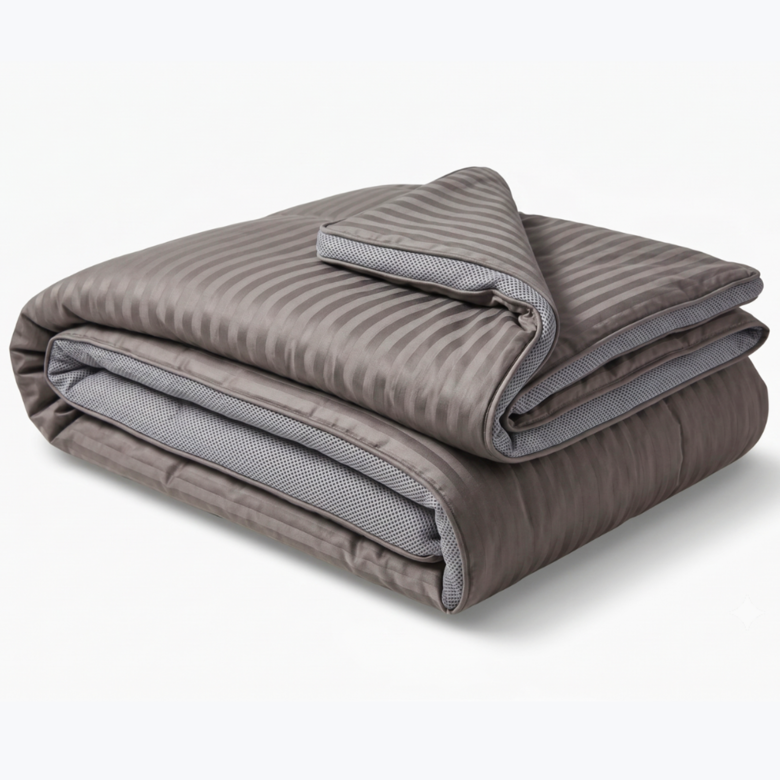 Luxury taupe 4-season duvet: reversible and thermoregulating
