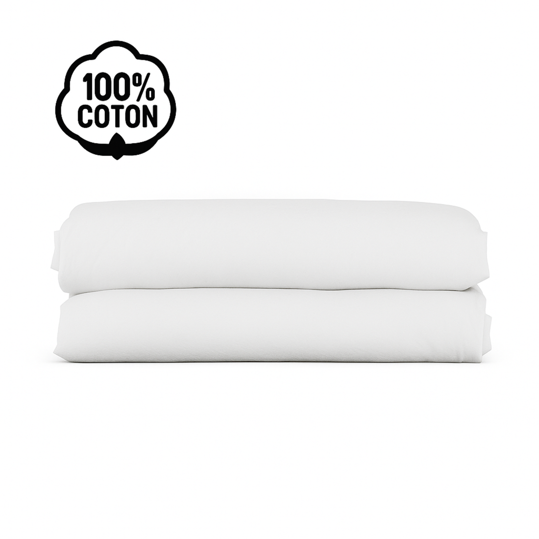Drap housse en coton confortable et naturel : Blanc