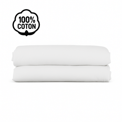 Drap housse en coton confortable et naturel : Blanc