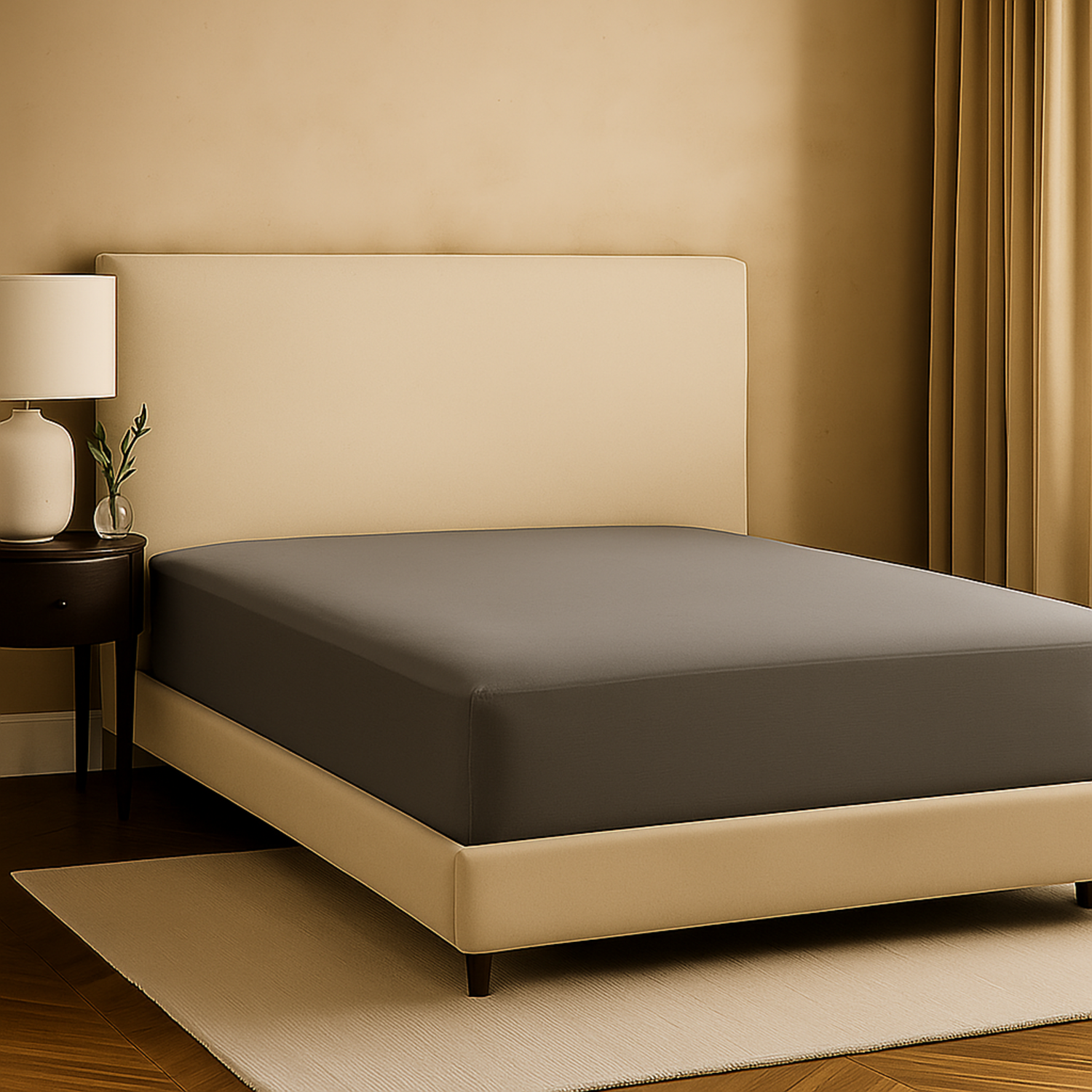 Drap housse unie, doux et respirant : Gris ardoise