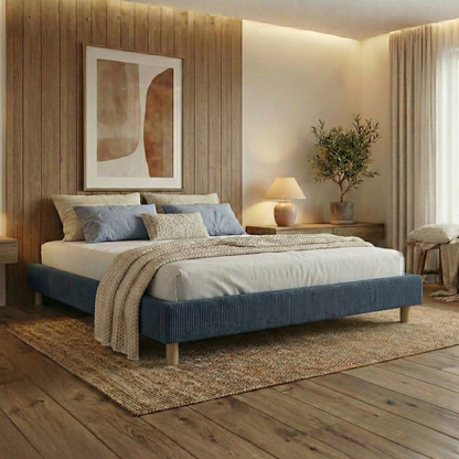 Corduroy bed base, bed frame, wooden legs, pelvic support – Deco Collection